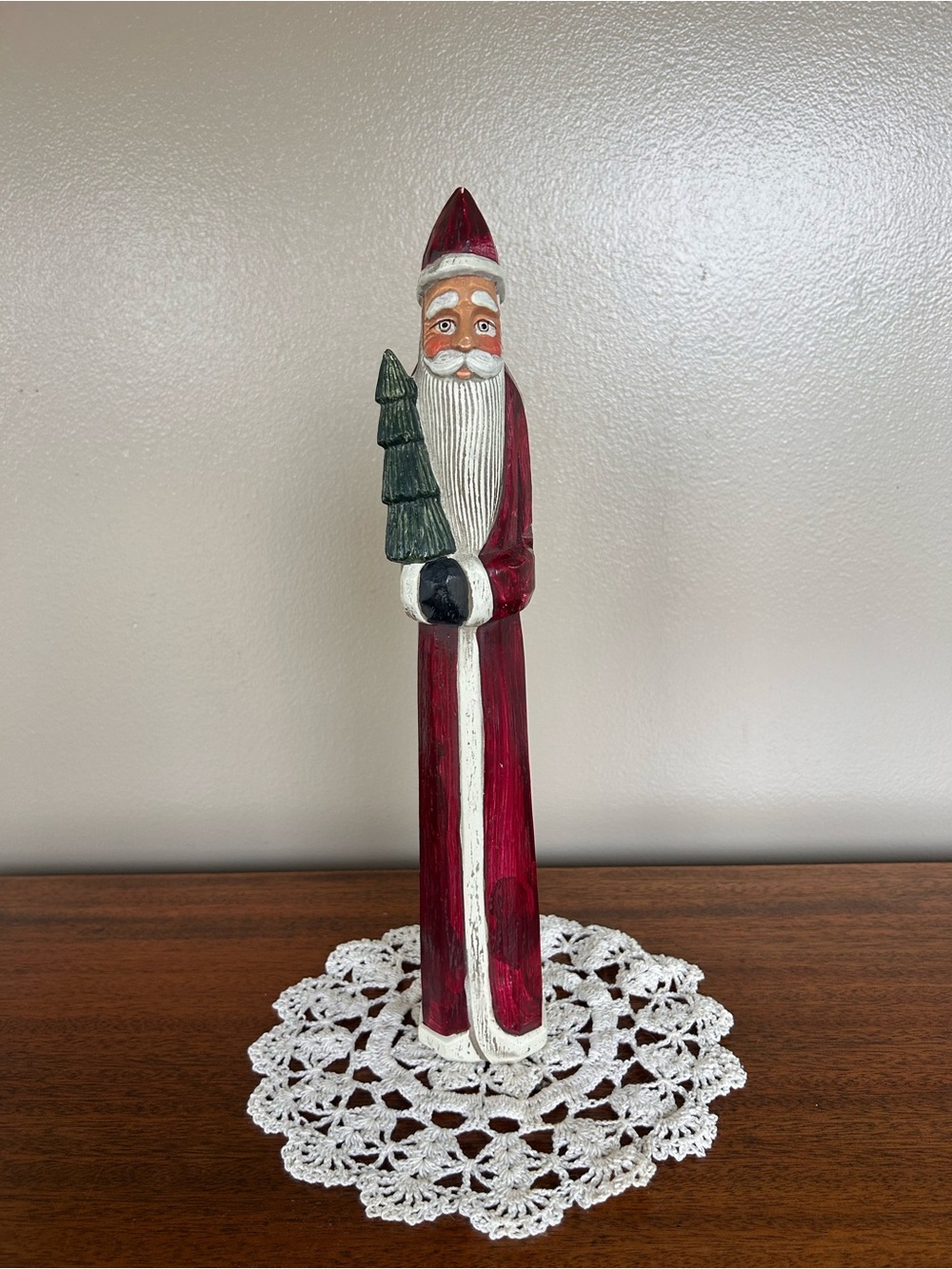 Vintage Santa Clause Pencil Thin Blow Mold Plastic Figurine 13.5β Tall